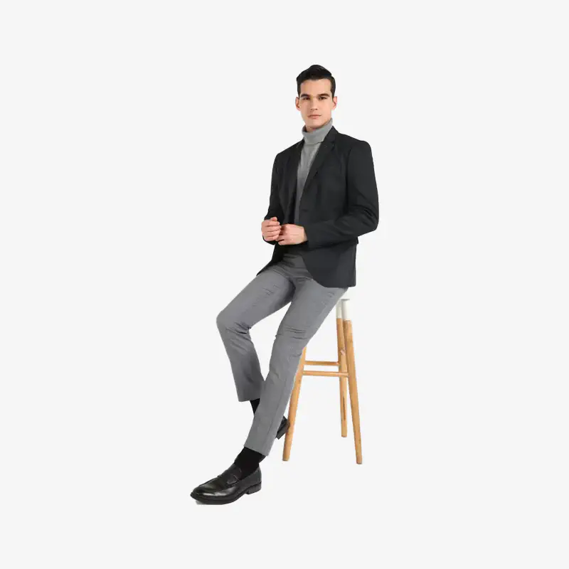 Men Solid Single Breasted Casual Blazer  (Black)