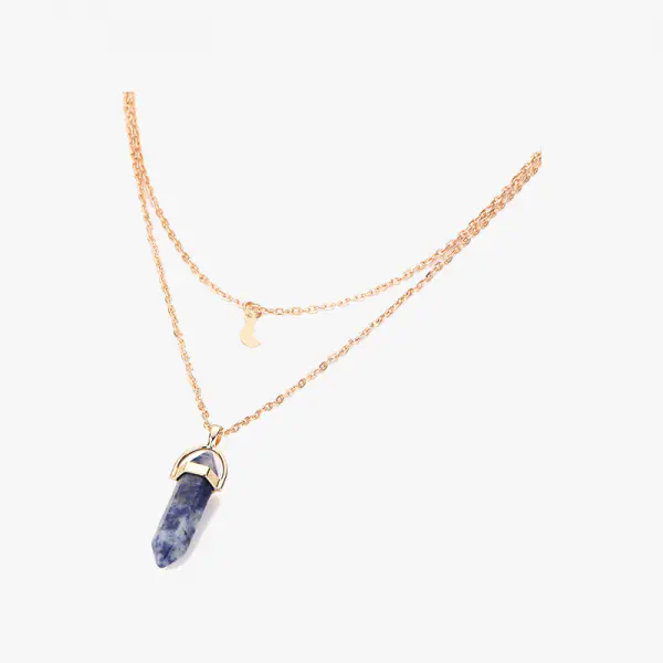 Women Crescent Moon Stone Jewelry Pendant Necklace