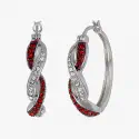 Sterling Silver Siam Hoop Earrings Made with Swarovski Crystal