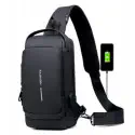 USB CHARGING ANTI THEFT SHOULDER BAG (BLACK)