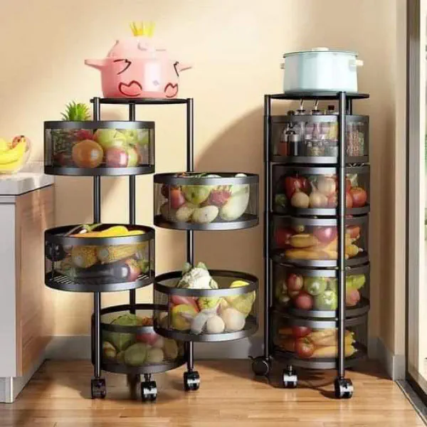 360 Degree Rotating 5 Layer Kitchen Storage Rack For Vegetable, Fruit Storage