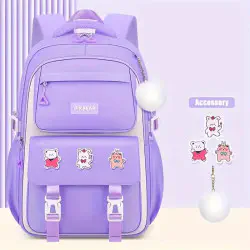 Kids Backpack Children School Bags for Girls Orthopedic Waterproof Primary Schoolbag Book Bag (Purple)
