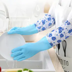(১ জোড়া) Long Silicon Hand Gloves Origina china ( Blue )