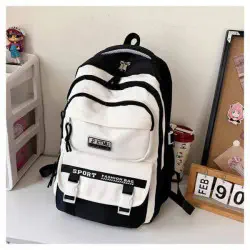  Academy Style School Bag Book Bag Lightweight College Student Backpack(Black)