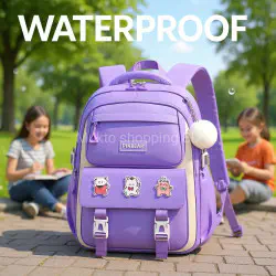 Kids Backpack Children School Bags for Girls Orthopedic Waterproof Primary Schoolbag Book Bag (Purple)