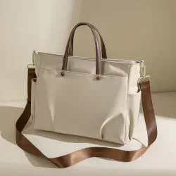 Large Capacity Waterproof Multi-Pocket Nylon Shoulder Bag, Fashion Handbag (White)