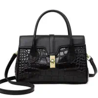Casual Tote Luxury Leather Handbags Purse Women Bag (Black)