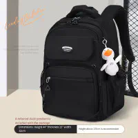  Middle School, High School, and College Students' Schoolbags Stain-Resistant Backpacks (Black)