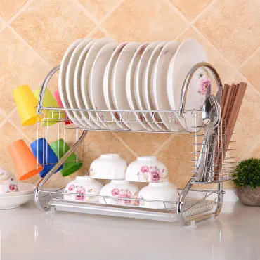 2 Layer Dish Drainer Kitchen Rack