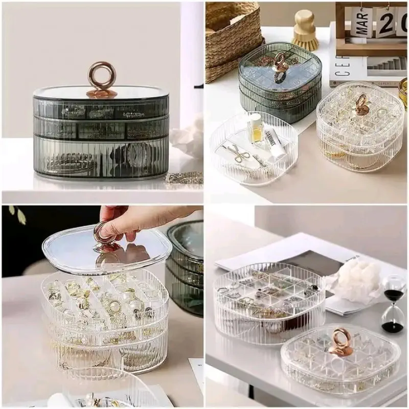 3-Layer Acrylic Jewelry Organizer with Handle