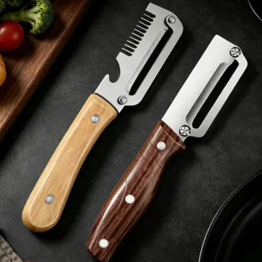 Stainless Steel Vegetable Peeler with Wooden Handle