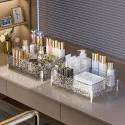 Glacier-print Desktop Makeup Organizer With Legs Clear Lipstick Split Vanity Storage Organizer Makeup Organizer Box