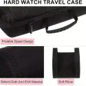 5-Slot Watch Travel Box, Hard Shell with Soft Pillow & Handle, for Men Women