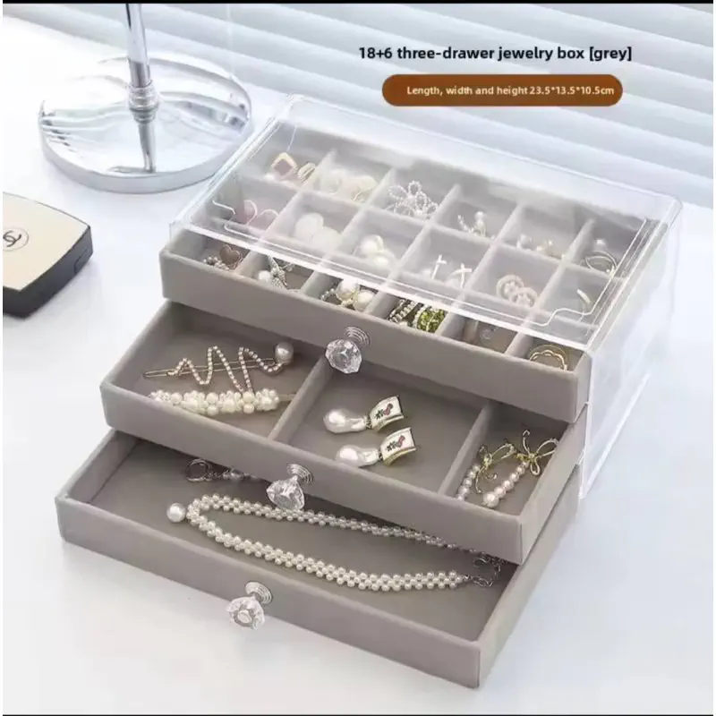  3 Drawers Velvet Je...