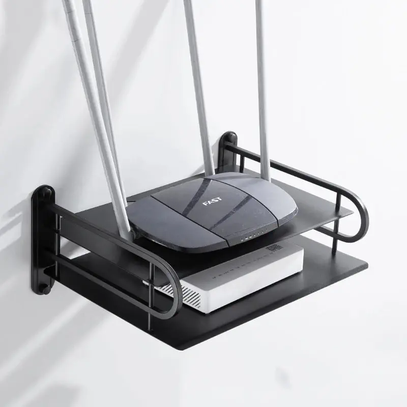 Black metal wifi router stand 