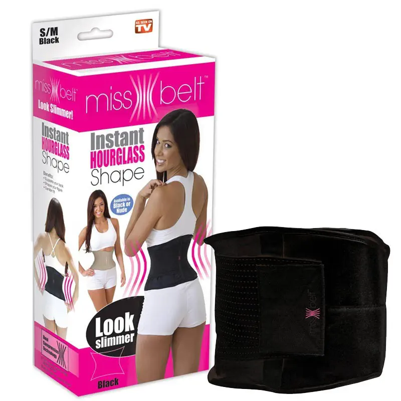 Miss Belt Instant Waist Adjustable Hourglass Body Slimming Shaper - Black