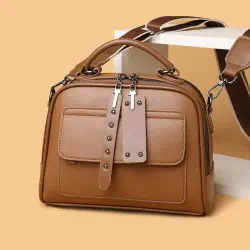 Genuine Soft Leather Handbag(Brown color)