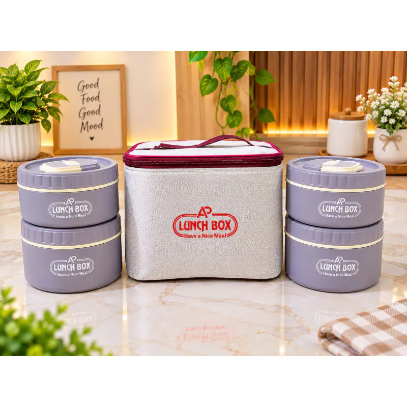 4 Layer Lunch Box Set (4 Pcs + Free Carry Bag) 4 Layer Lunch Box Set (4 Pcs + Free Carry Bag) (Coffe Colour )
