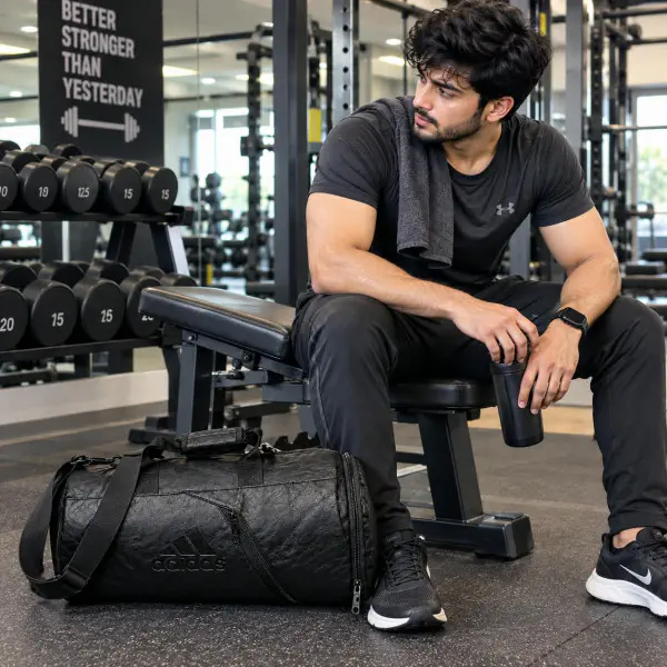 Premium Leather Gym Bag (15 inch) Adidas