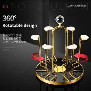 360 Degree Rotating Golden Metal Stainless Steel Glass Stand