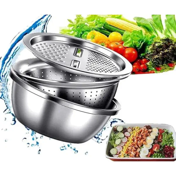 ২ পিস 3 IN 1 VEGETABLE CUTTER WITH DRAIN BASKET