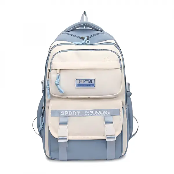 ( Sky Blue) Academy Style Waterproof School Book Bag