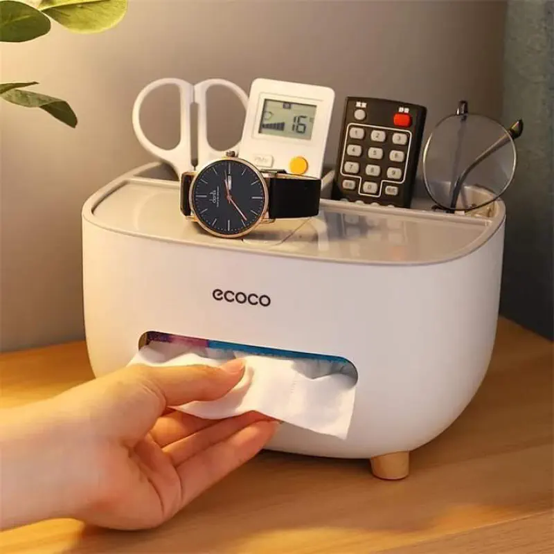 ৩ পিস - Ecoco মাল্টিফাংশনাল টিস্যু বক্স অর্গানাইজার
