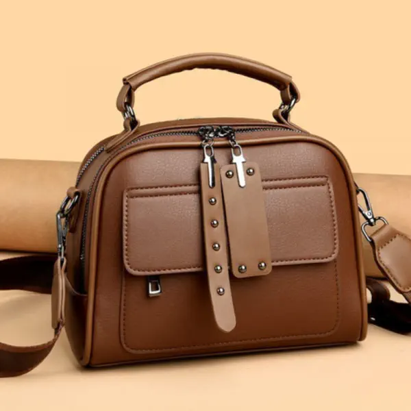Luxury Design Soft PU Leather Lady Retro Handbag (ব্রাউন)