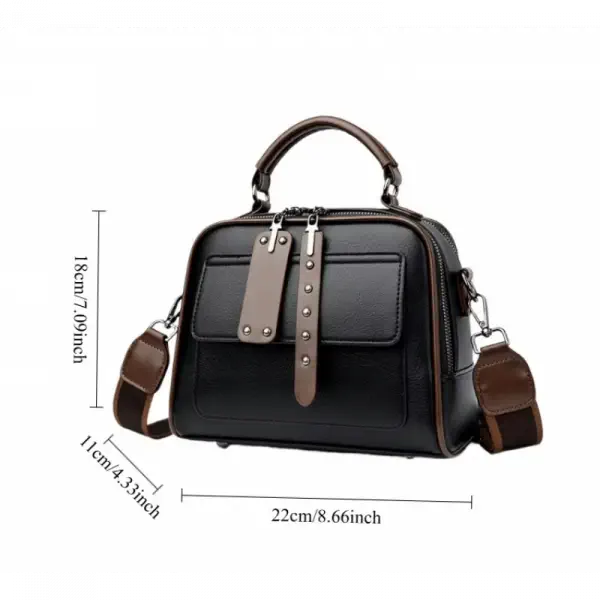 Luxury Design Soft PU Leather Lady Retro Handbag (Black)