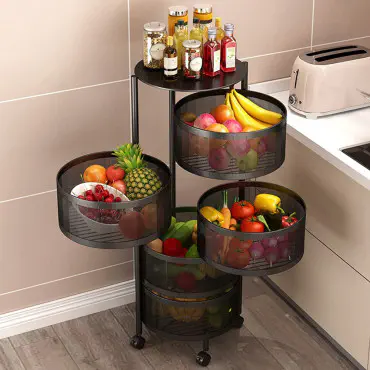 4 Layer Round Shape Kitchen Rack ( 360° Rotating )
