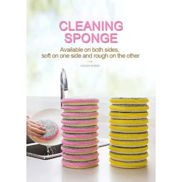 Double-Sided Cleaning Sponge (3 Set - 30 Pcs)