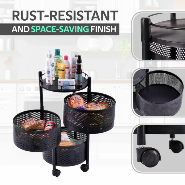 3 Layer Round Shape Kitchen Rack ( 360° Rotating )