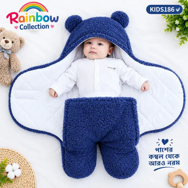Baby Blanket ( ১ পিস ) সাইজ ০-৭ মাস ---  নীল কালার