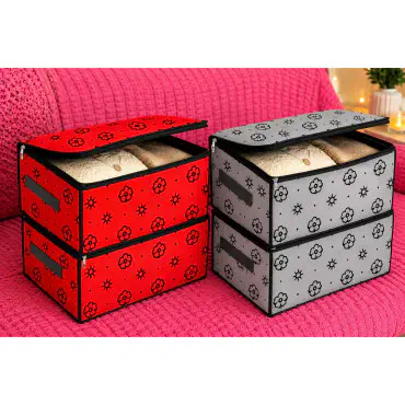 Foldable Flower Print Cloth Organizer Box---5 Piece