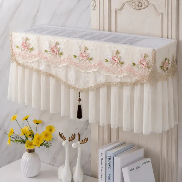 1 Ton AC Cover Floral  (Off White)