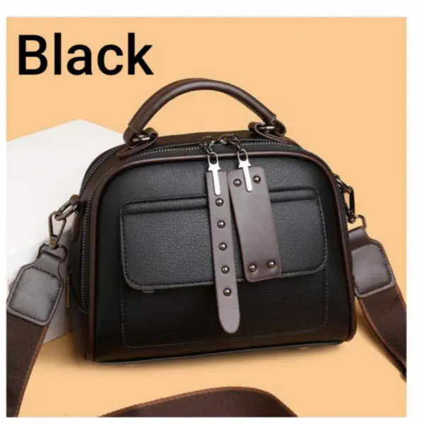 Luxury Design Soft PU Leather Lady Retro Handbag (black)