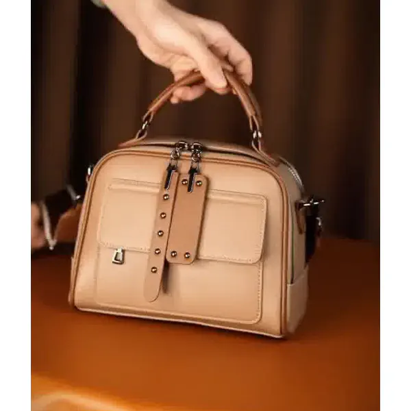 Luxury Design Soft PU Leather Lady Retro Handbag ( Biscuit colour )