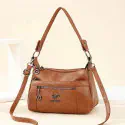 2026 Trending Stylish Soft PU leather Hand bag k10 (Brown)