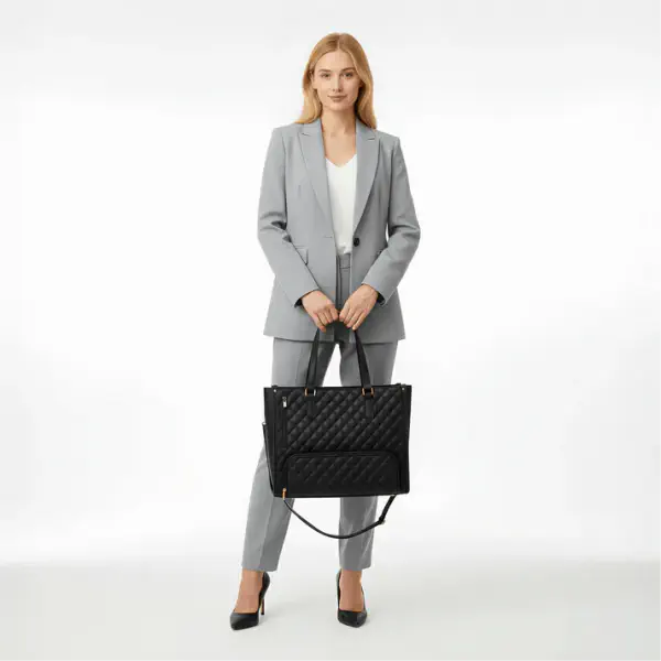 Office - Travel Tote Bag with Lunch Compartment Laptop Bag (Black)