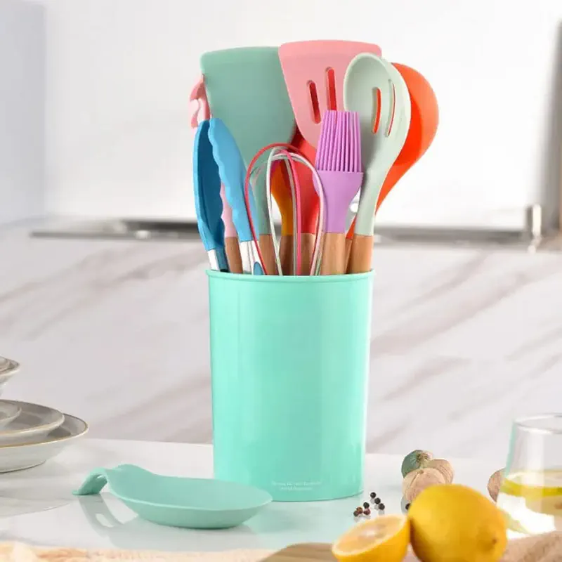 12 Pcs Silicon Cooking Spon Set ( Green Colour)