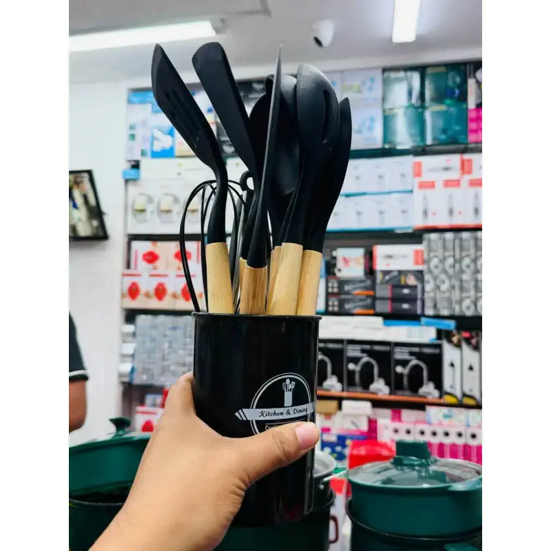 12 Pcs Silicon Cooking Spon Set ( Black Colour)