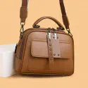 Luxury Design Soft PU Leather Lady Retro Handbag (Brown)