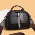 Luxury Design Soft PU Leather Lady Retro Handbag (black)