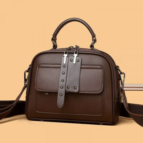 Luxury Design Soft PU Leather Lady Retro Handbag (coffee)