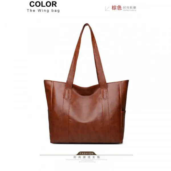 PU Leather Tote Bag (Brown)