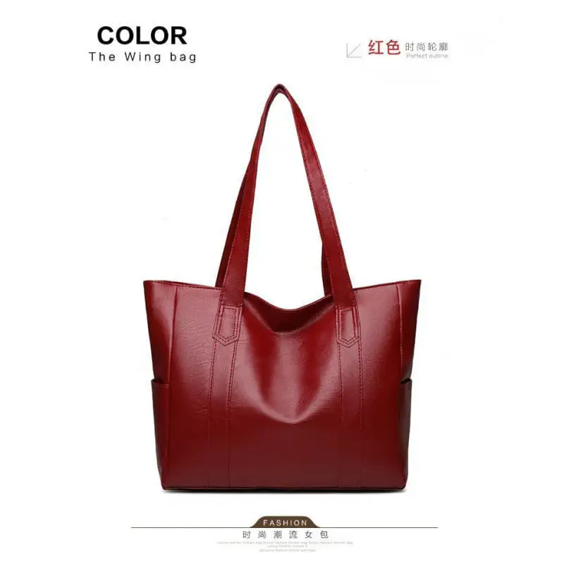 PU Leather Tote Bag (Meroon)