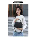  New Portable Nylon Cloth with Cowhide Shoulder Bag (Black)