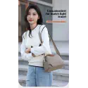  New Portable Nylon Cloth with Cowhide Shoulder Bag (Grey)