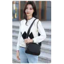  New Portable Nylon Cloth with Cowhide Shoulder Bag (Black)