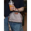  New Portable Nylon Cloth with Cowhide Shoulder Bag (Grey)